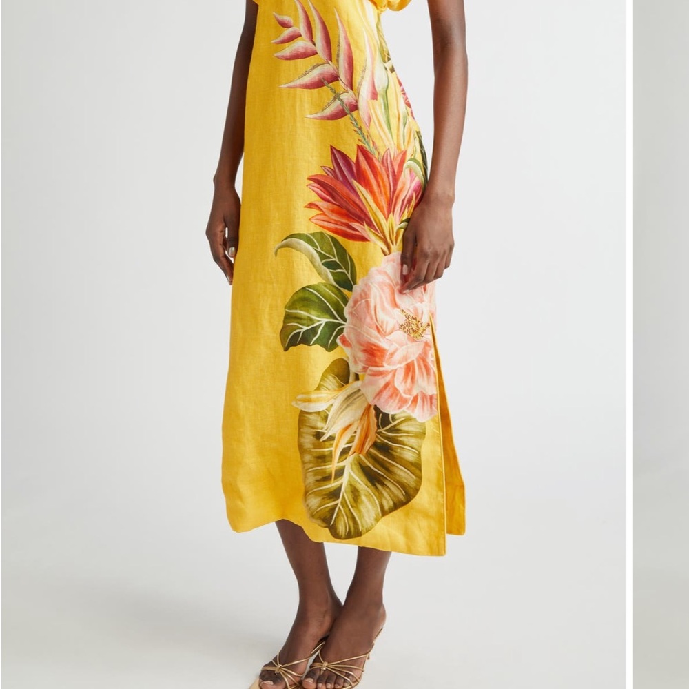 Farm RIO Spring Awakening Placed Floral Linen Dress - Picture 2 of 7